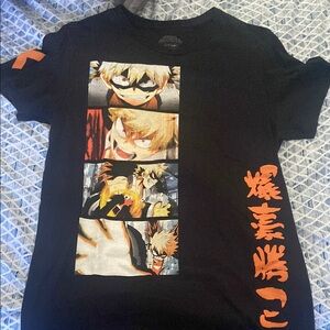 Black Graphic T-Shirt with Anime Design